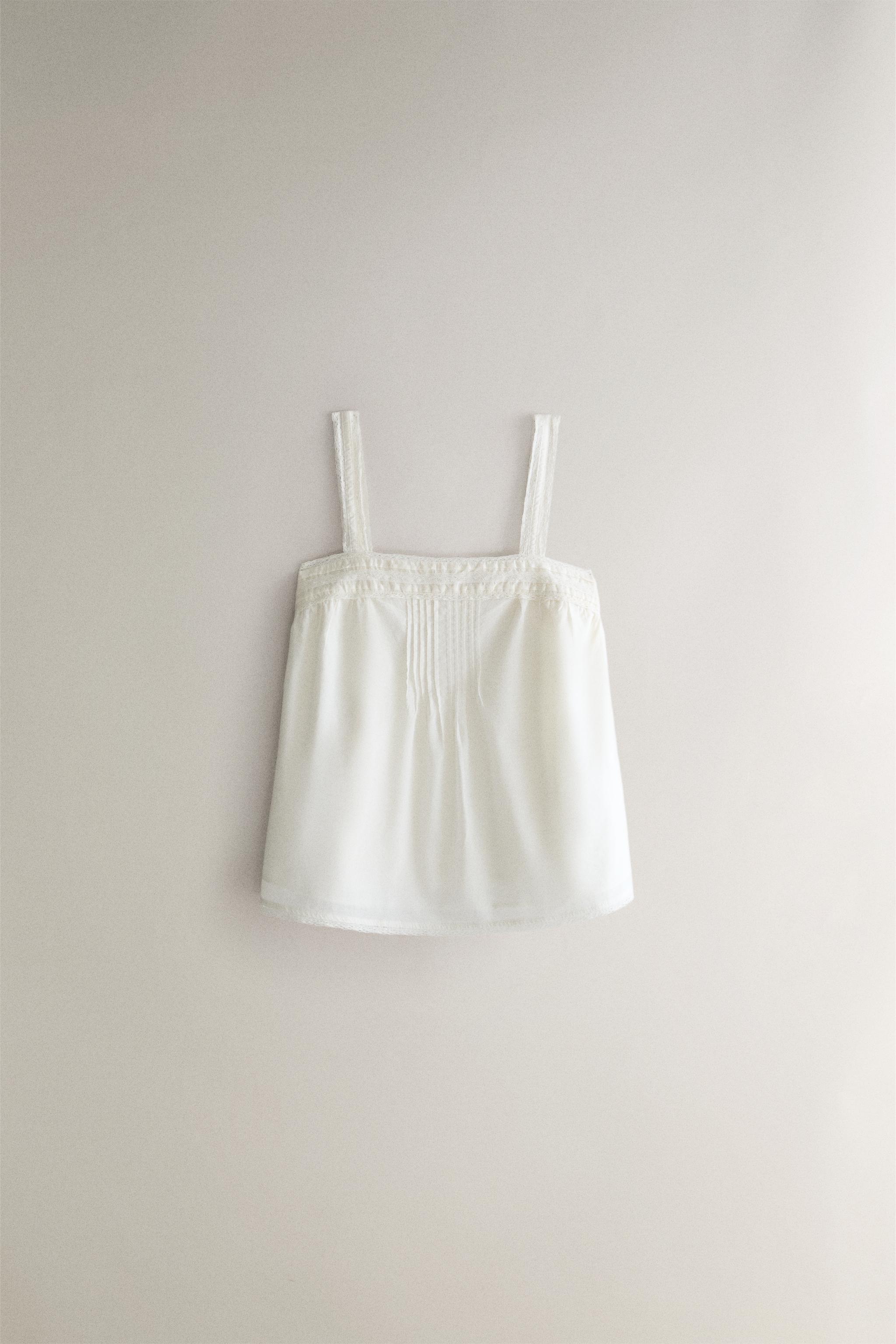 LACE AND PINTUCK STRAPPY TOP